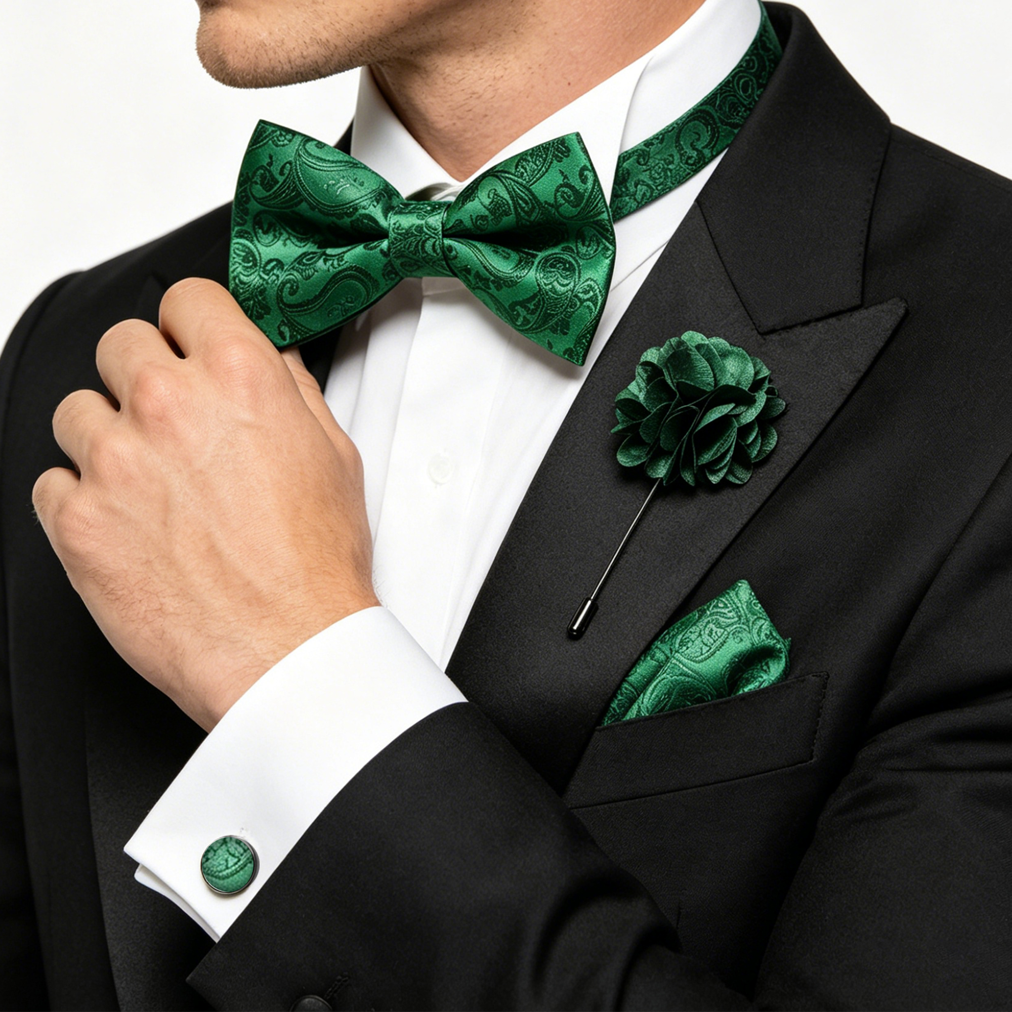36pcs Black Silk Jacquard Pais - مراجعة Bow Tie Pre Tied وسعره