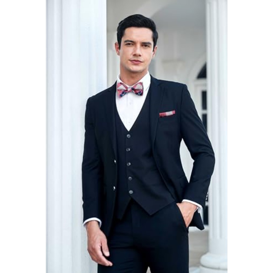 Bow Ties for Men Check Plaid S - مراجعة Pocket Square Set وسعره