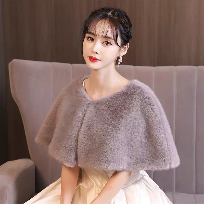 Women Winter Faux Fur Shawl El - مراجعة Stole Wedding Shawl وسعره