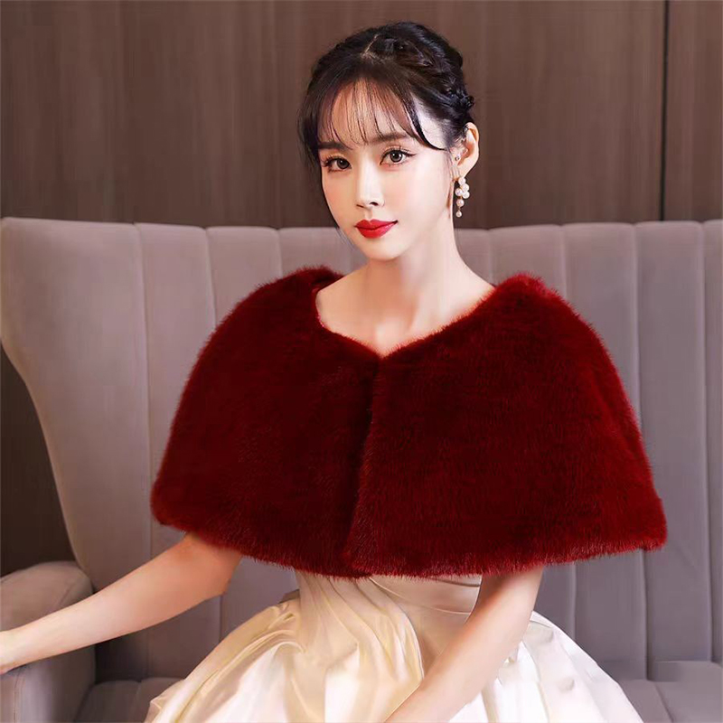 Women Winter Faux Fur Shawl El - مراجعة Stole Wedding Shawl وسعره