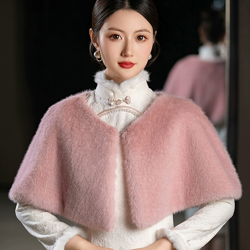 Women Winter Faux Fur Shawl El - مراجعة Stole Wedding Shawl وسعره