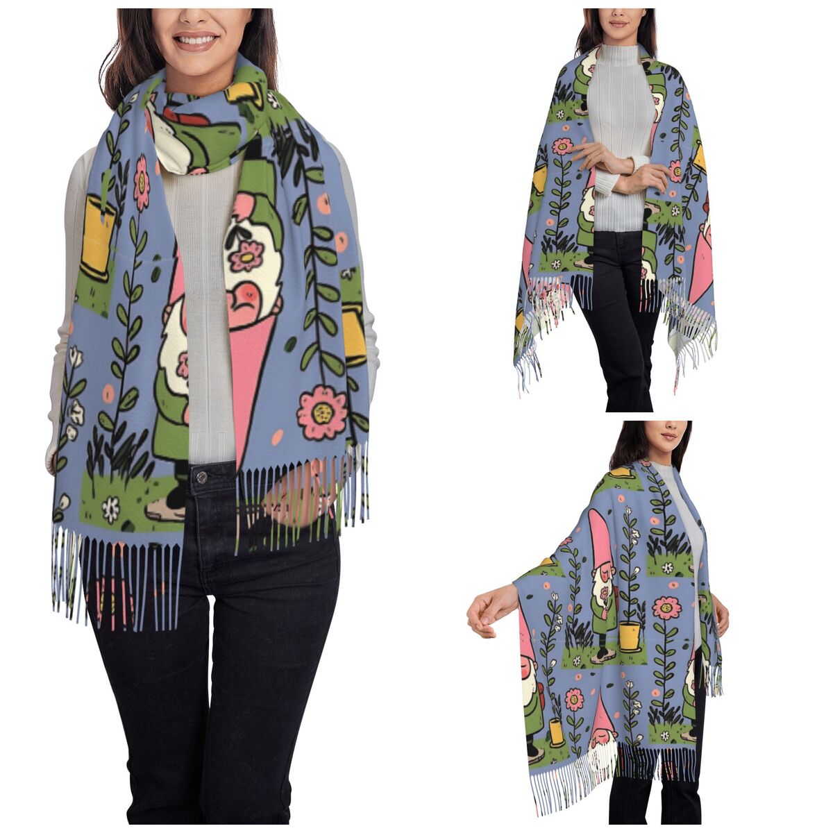 Mythical Garden Gnome Shawls W - مراجعة Pashmina Wrap Large وسعره