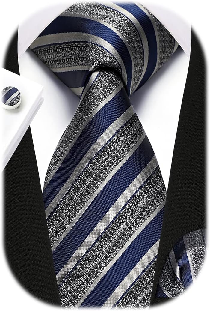 Men's Stripe Tie & Pocket Squa - مراجعة Handkerchief Cotton Men وسعره