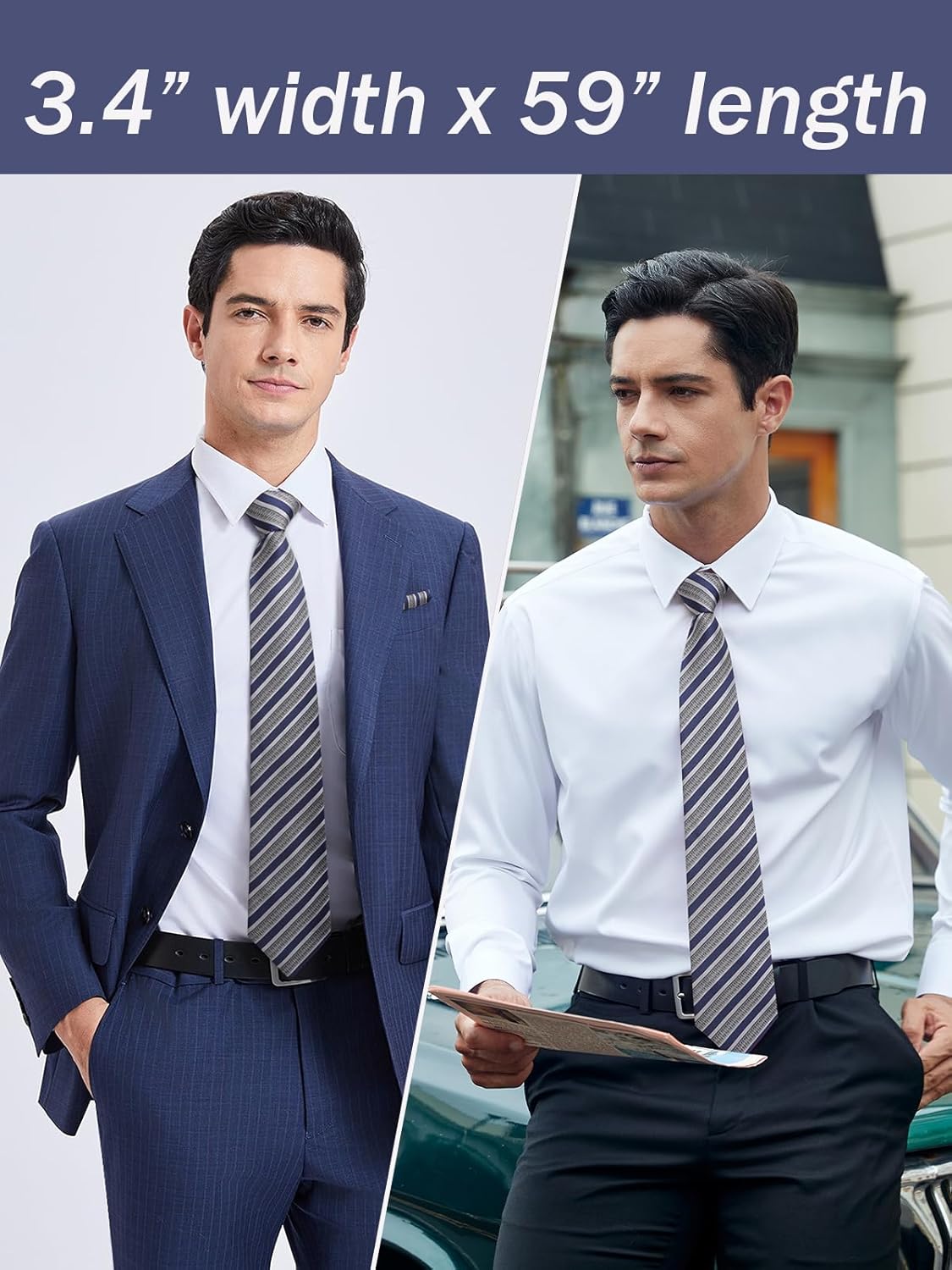 Men's Stripe Tie & Pocket Squa - مراجعة Handkerchief Cotton Men وسعره