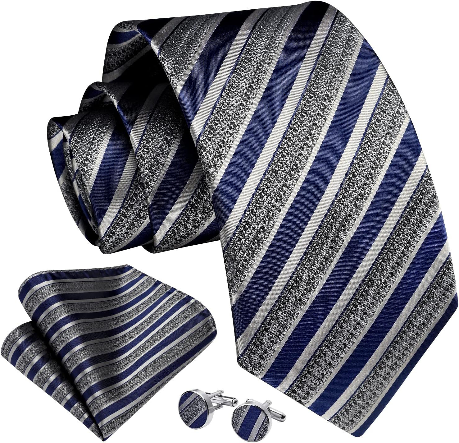 Men's Stripe Tie & Pocket Squa - مراجعة Handkerchief Cotton Men وسعره