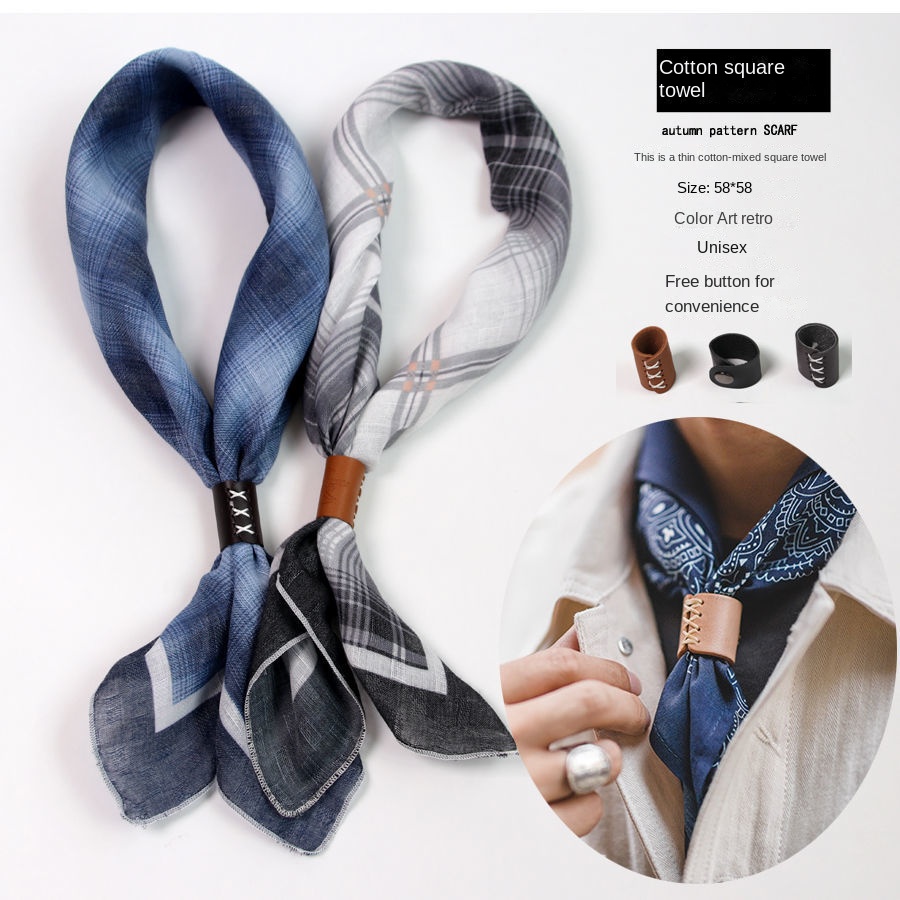 Men's Square Scarf with Button - مراجعة Scarf Silk Square وسعره