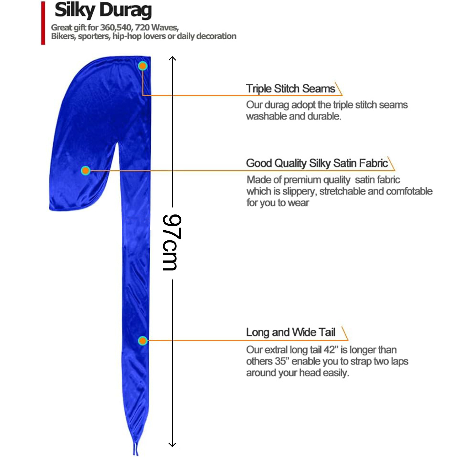 Men Satin Breathable Silky Dur - مراجعة Bandana Doo Rag وسعره