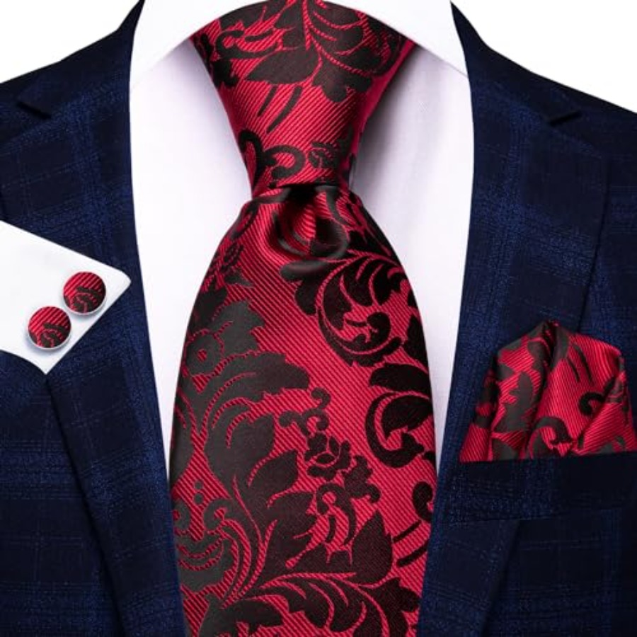 Silk Ties for Men Plaid Paisle - مراجعة Pocket Square Set وسعره