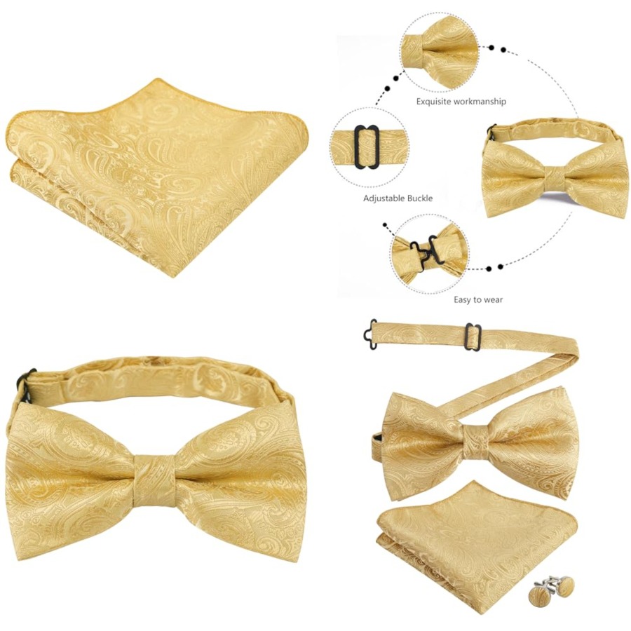 Mens Paisley Bow Tie, Pocket S - مراجعة Pocket Square Set وسعره