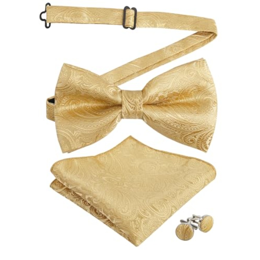 Mens Paisley Bow Tie, Pocket S - مراجعة Pocket Square Set وسعره