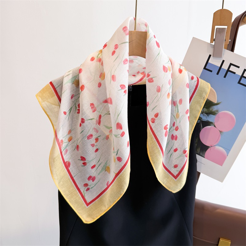 50cm Cotton Linen Square Scarf - مراجعة Bandana Cotton وسعره