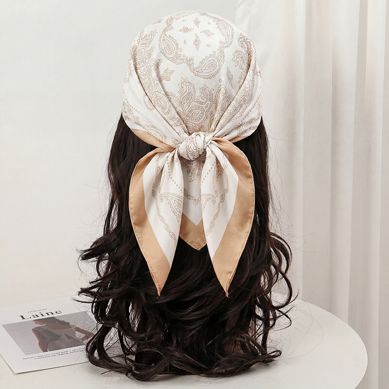 Vintage Beige Paisley Print Sq - مراجعة Scarf Silk Square وسعره