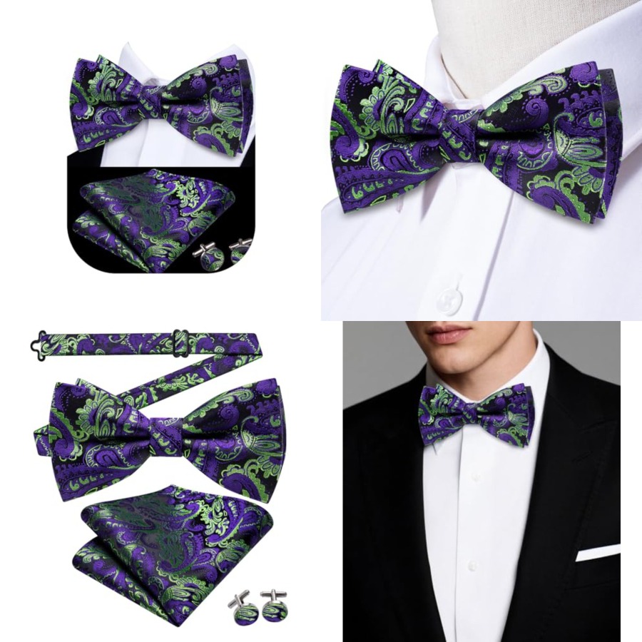 Mens Paisley Striped Bowtie Se - مراجعة Pocket Square Set وسعره