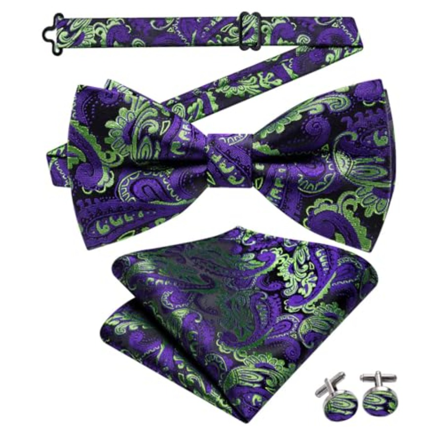 Mens Paisley Striped Bowtie Se - مراجعة Pocket Square Set وسعره