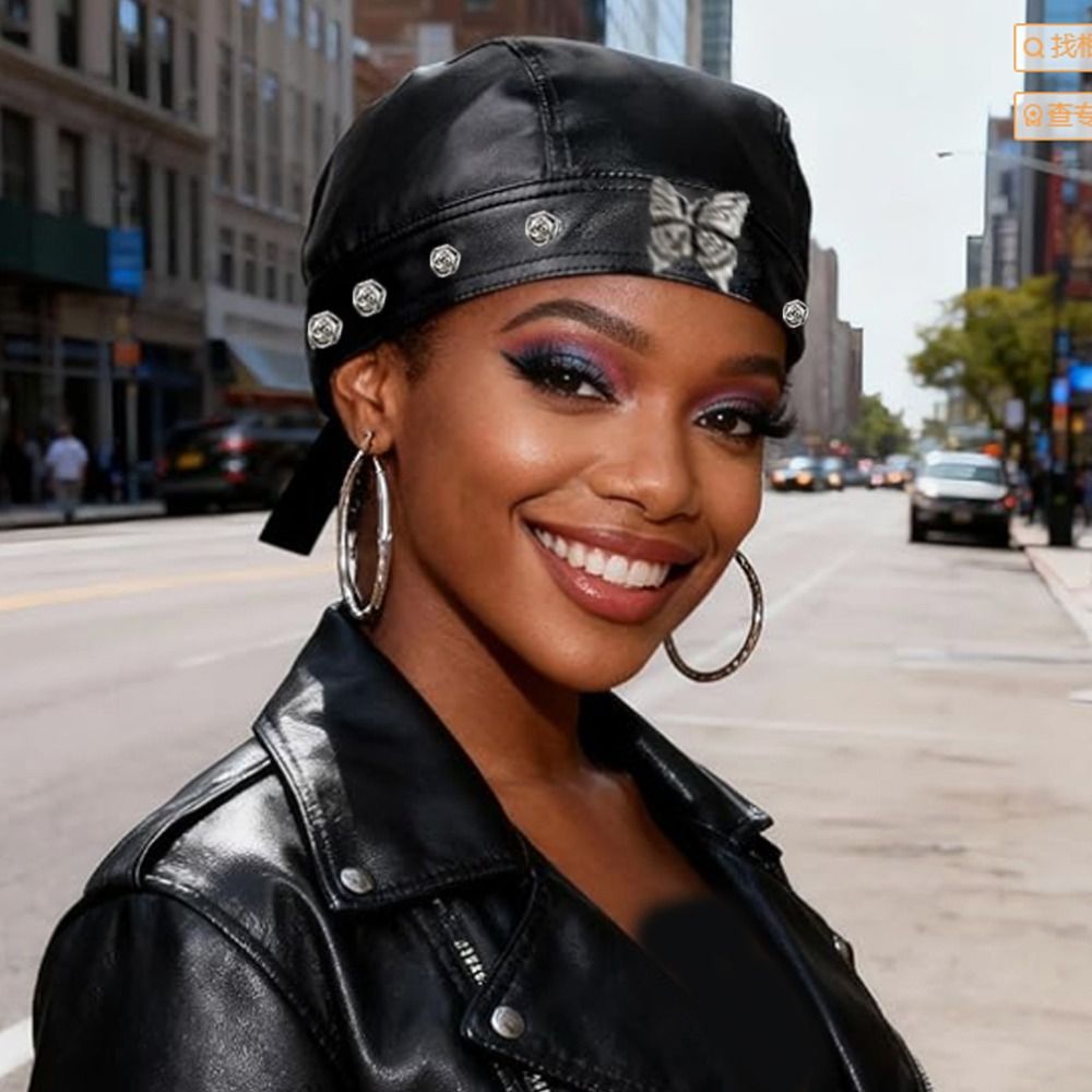 PU Leather Black Biker Cap Adj - مراجعة Bandana Doo Rag وسعره