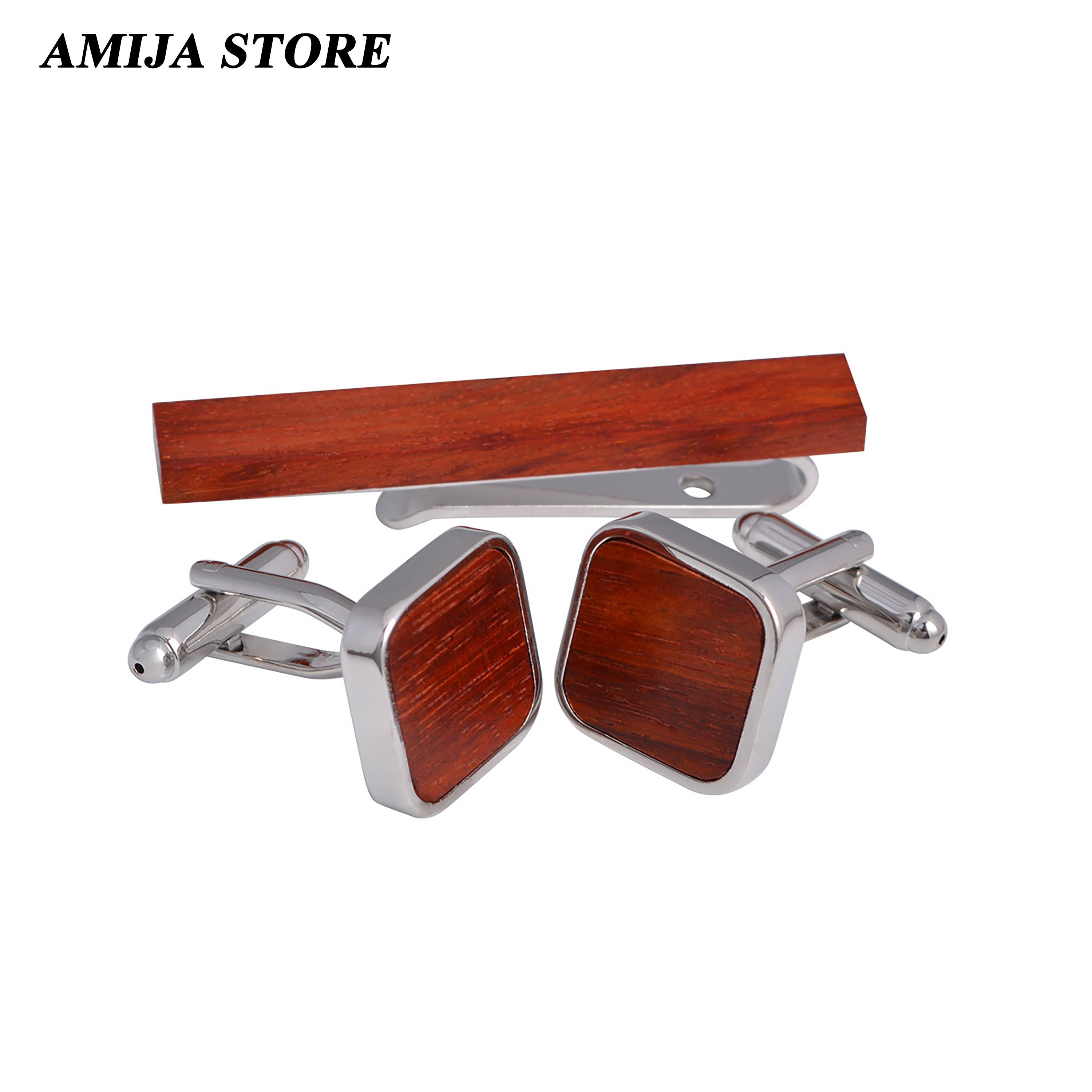 High Quality Wooden Cufflinks  - مراجعة Tie Bar Set Gift وسعره