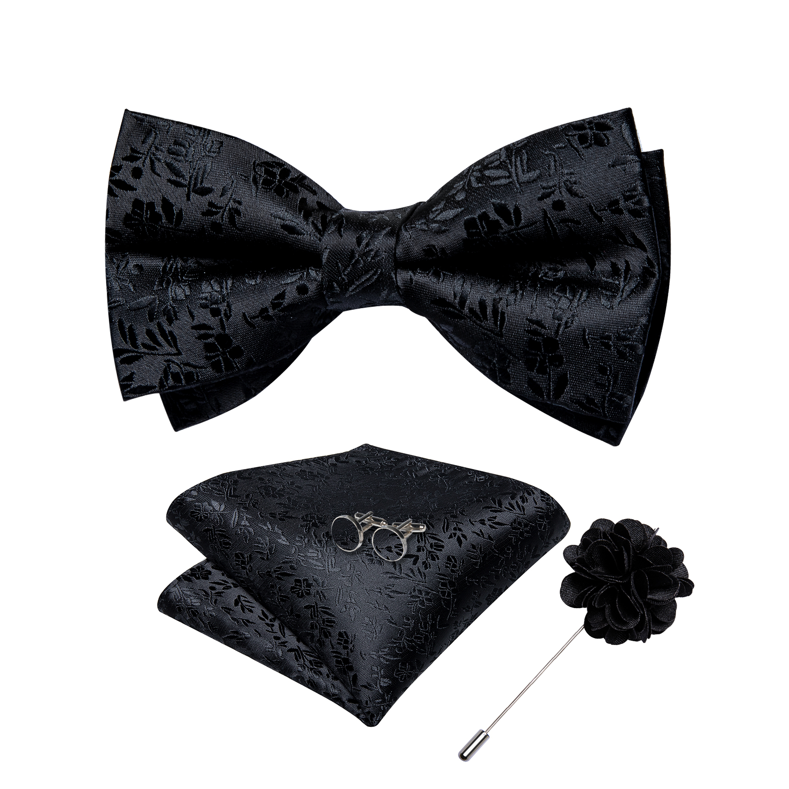 4Pcs Black Solid Floral Men's  - مراجعة Bow Tie Pre Tied وسعره