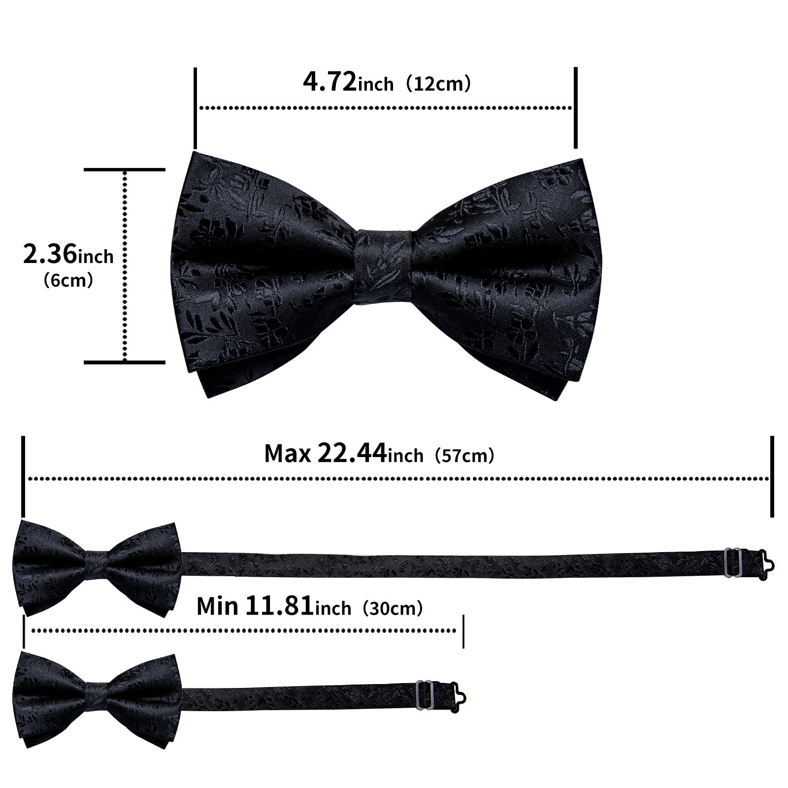 4Pcs Black Solid Floral Men's  - مراجعة Bow Tie Pre Tied وسعره