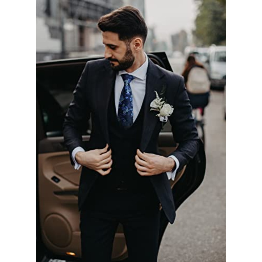 Men Floral Ties Woven Classic  - مراجعة Pocket Square Set وسعره