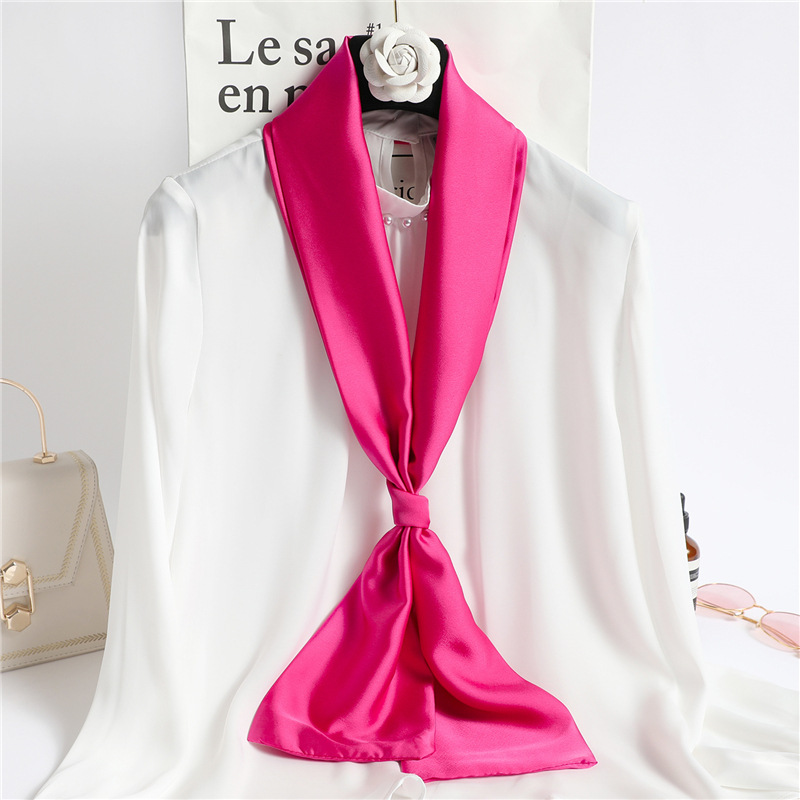 Red Solid Color Long Silk Scar - مراجعة Ascot Neck Scarf وسعره