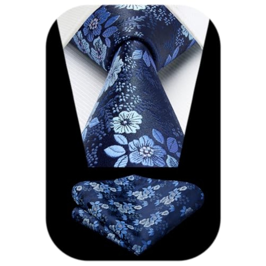 Extra Long Ties for Men Classi - مراجعة Pocket Square Set وسعره