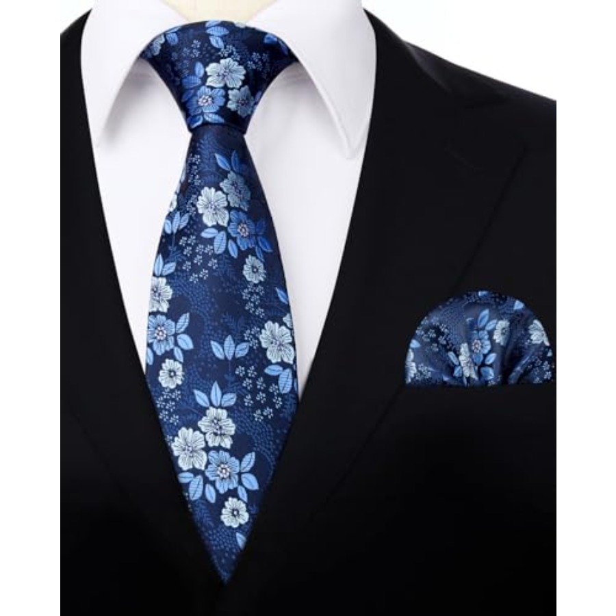 Extra Long Ties for Men Classi - مراجعة Pocket Square Set وسعره