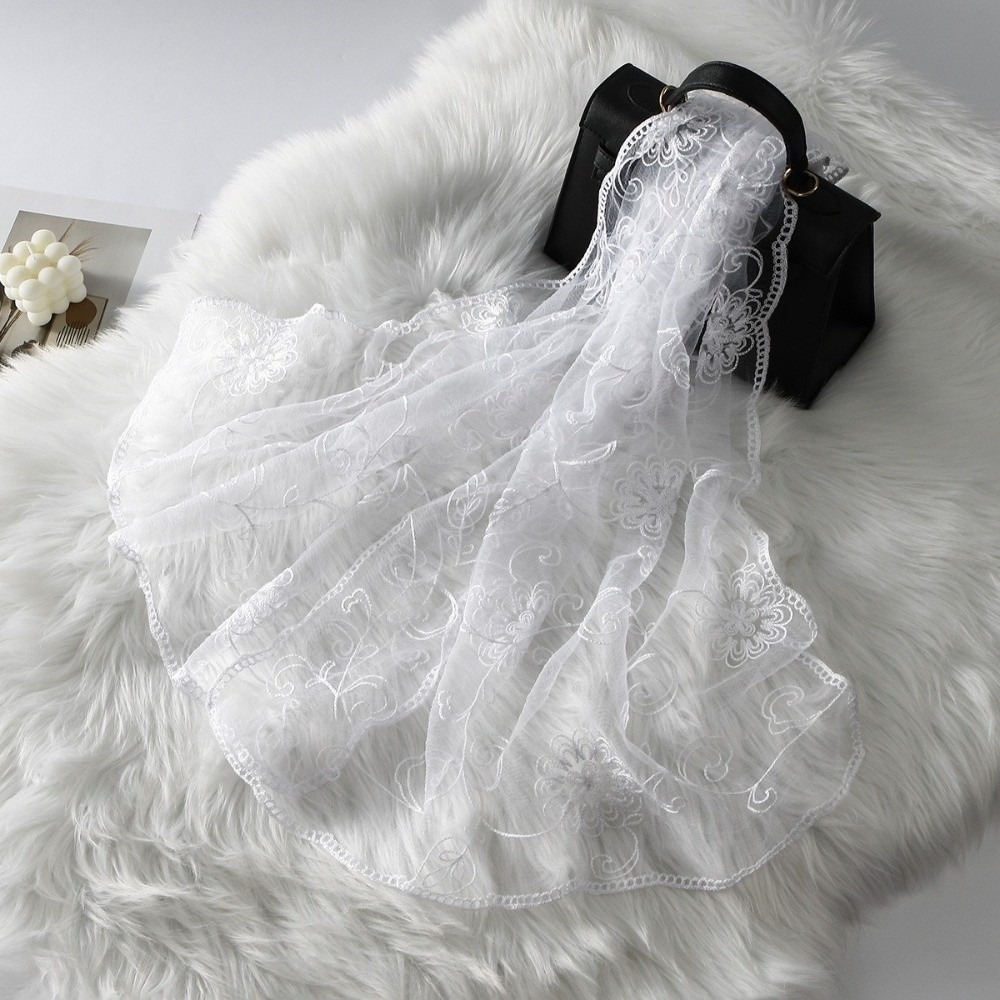 Lace Scarf Embroidered Floral  - مراجعة Stole Wedding Shawl وسعره