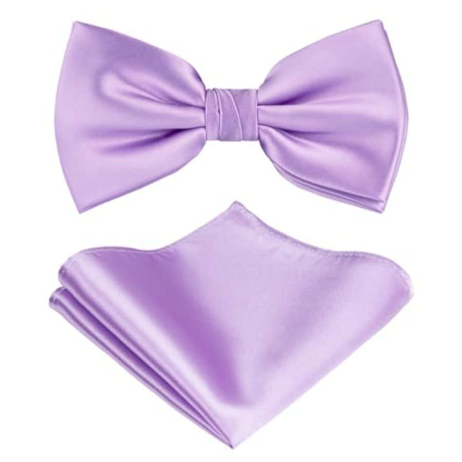 Solid Color Pre-tied Bow Tie a - مراجعة Pocket Square Set وسعره